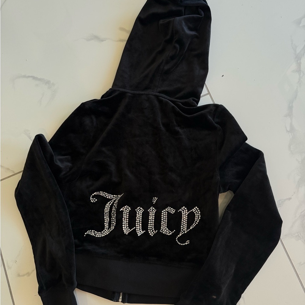 Juicy Couture Black Velour Jacket with Rhinestone Logo